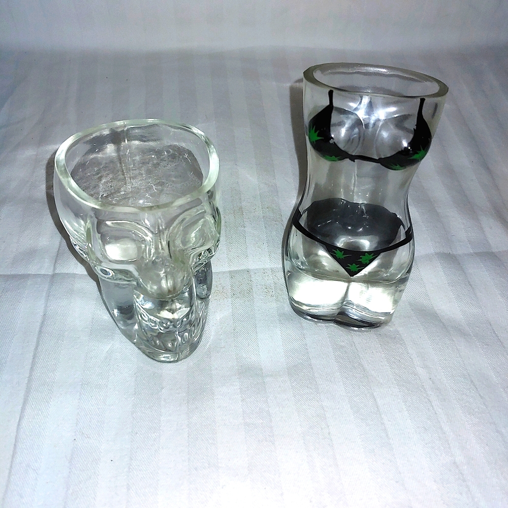 2pc Unique Skull and Bikini Shot Glass Set